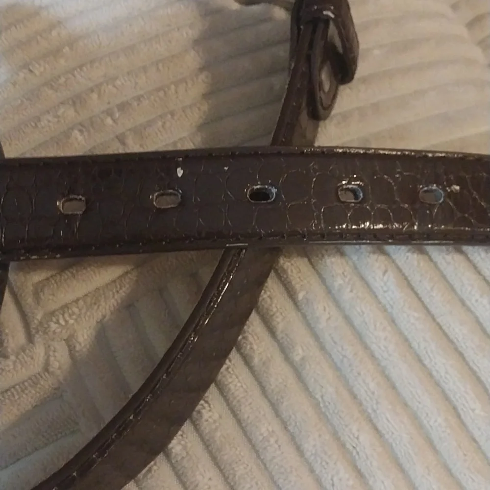 Men's Brown Glossy Leather Belt Dress Basic Classic Capsule Preowned